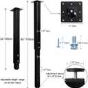 QLLY Adjustable Square Table Leg, 24-40 inch, 60-100cm, Home Office Custom DIY Table Legs, Furniture Leg Set (1, Black), 60-100 cm x 1.5 cm