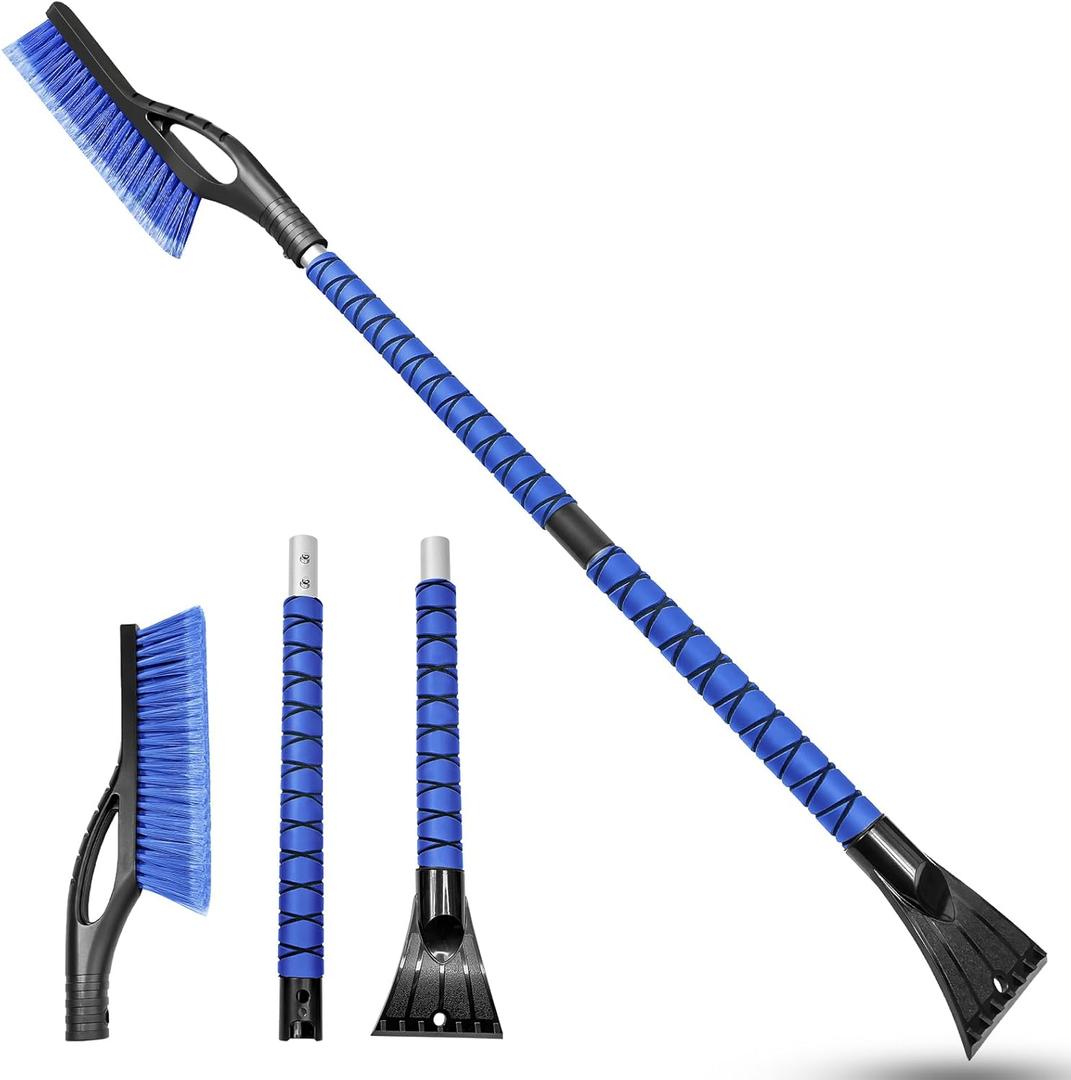 HEEYA 42.2 Inch Ice Scraper and Brush for Car, Snow Brush and Ice Scraper for Windshield Window, Car Snow Scraper with Foam Grip for SUV Truck Jeep Vehicle - Blue