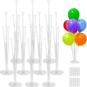JOYYPOP 10 Sets Balloon Stand Kit, Balloon Sticks with Base Party Supplies Birthday Graduation Party Decorations Wedding (10 Pack Clear)