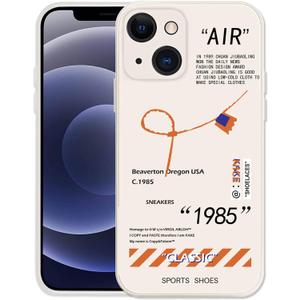 Cool Sports Style Compatible with iPhone 14 Case, Slim TPU Creative Black White Letters Design Phone Case with Camera Protection for Men Boys Girls 6.1 inch White