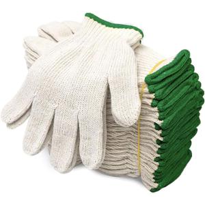 Evridwear Cotton Polyester String Knit Shell Safety Protection Work Gloves for Painter Mechanic Industrial Warehouse Gardening Construction Men & Women 12 Pairs, no Dots, X-Large Size
