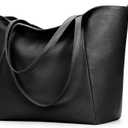 KALIDI Large Tote Bag Vegan Leather Casual Zipper Work Bag Weekender Hobo for Women 23L Oversize Shoulder Travel Purse (Black-l)