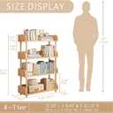 OSCHF 4-Tier Wooden Open Bookcase - Modern Display Bookshelf with Top Edge and Solid Wood Frame for Home and Office, Storage Cabinet, Oak