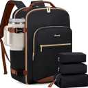LOVEVOOK 40L Travel Backpack for Women & Men, Airline Approved Carry On Luggage with 3 Packing Cubes, TSA Overnight Bags, Waterproof Personal Item Bag, Weekender Essentials Backpacks fits 17" Laptop (Black/Brown)