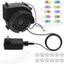 Lorvain 2.5A Replacement Air Blower for Inflatables, Replacement Inflatable Air Fan Blower with 10 Colorful Changing LED Lights & 12v/3A Adapter for Halloween Christmas Outdoor Inflatable Fan Blowers
