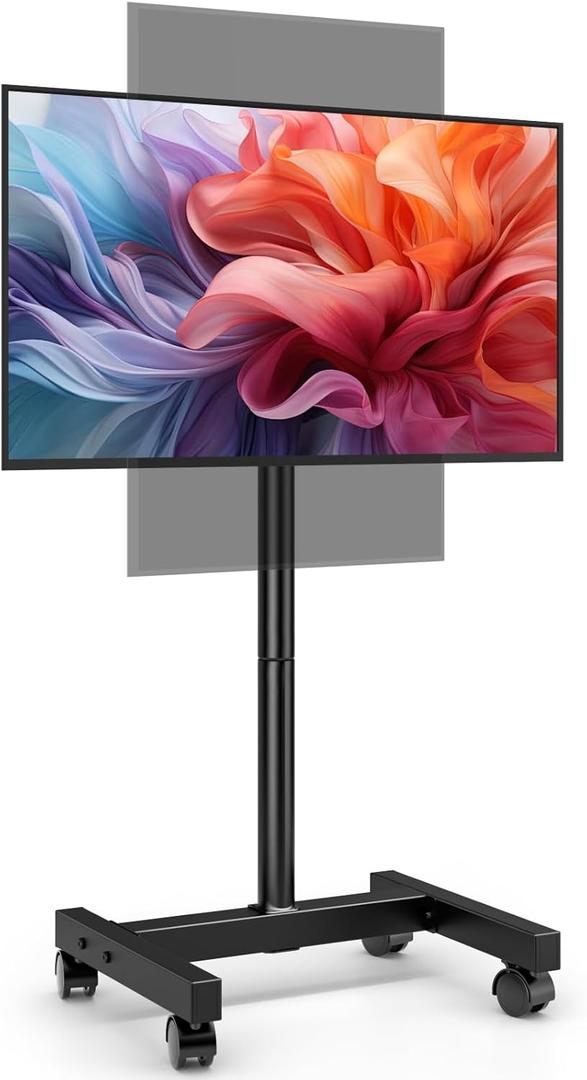 AX WABER Mobile TV Floor Stand for 19-50 inch LCD LED Flat/Curved Panel Screen TVs up to 55 lbs, Height Adjustable TV Stand Mount with VESA 200x200, Portable TV Stand with Tilt Function AX1007TBM