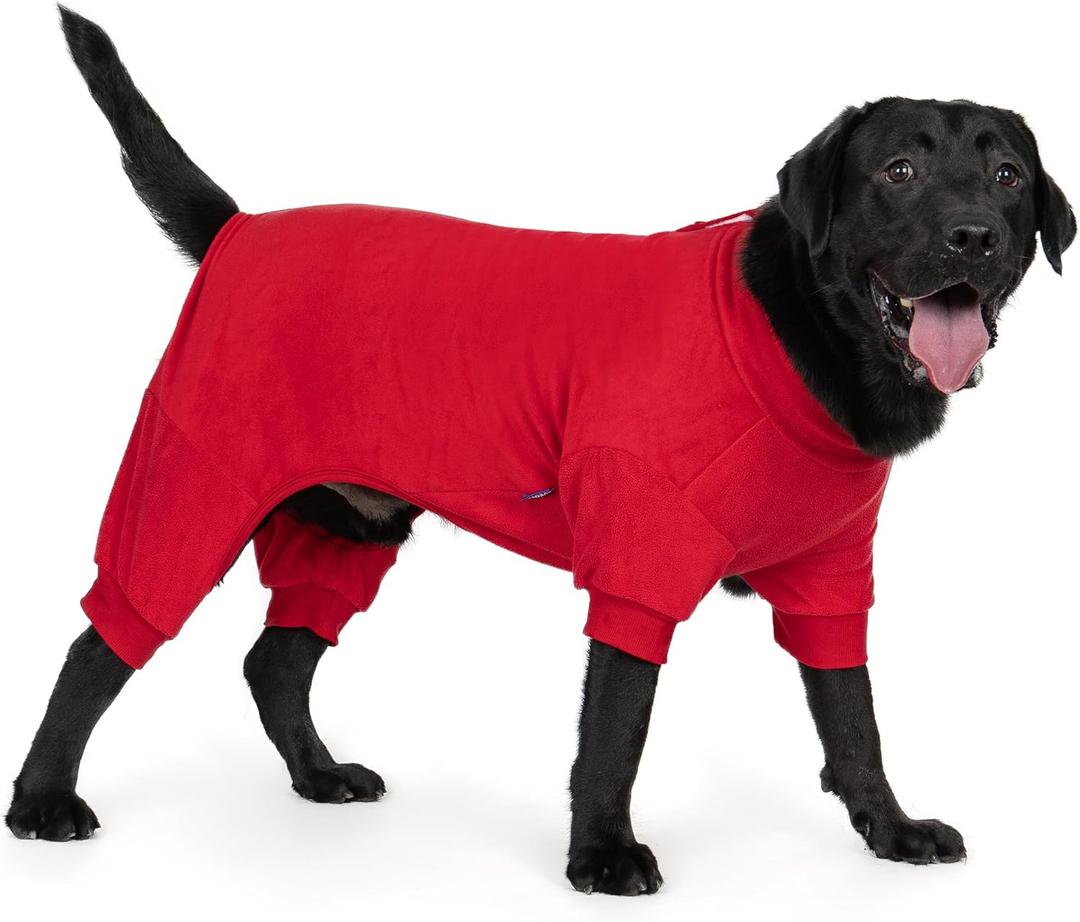 Cyeollo Warm Dog Pajamas Winter Coats Fleece Dog Pjs Stretchy Turtleneck Thermal Pet Clothes Medium Dogs Pajamas for Cold Weather, Red 2XL (XX-Large (Chest Girth: 26"-32"))