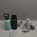 BJPKPK 2 Pack Insulated Water Bottles with Straw Lids, 27oz Stainless Steel Metal Water Bottle with 6 Lids, Leak Proof BPA Free Jugs, Cups, Flasks for Travel, Sports (Army Green+Mint)