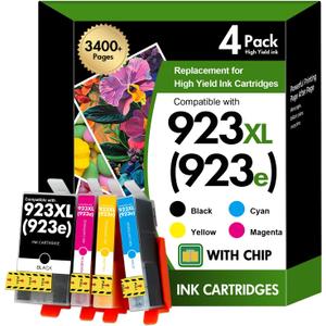 923 923XL 8130e Ink Cartridges Combo Pack with Chip: Replacement for HP 923e 923XL 923 Ink Cartridges for HP Printer OfficeJet Pro 8130e 8135e 8139e 8138e 8122e 8120 8124e 8125e 8130 8132e 8134e
