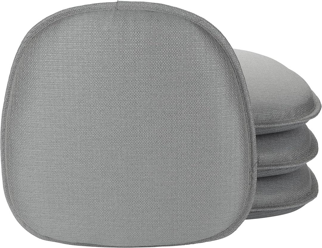 Klear Vu Gripper Non-Slip Mid Century Modern Shell Chair Cushion, Assembled in USA, Extra Thick Fill, Omega Upholstery Fabric, Set of 4 for Dining Room and Kitchen, 4 Count (Pack of 1), Gray