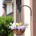 LOOGI Hanging Plant Bracket, Wall Hook Plant Hanger Decorative Hooks for Indoor Planter Lantern, Outdoor Bird Feeder Wind Chime, 2 Pack Black (8 Inch C)