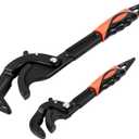 Self-Adjusting Pipe Wrench Set, 10" & 15", Power Grip for Plumbing & Auto Repair, 14-60mm Jaw, Anti-Slip Teeth, Chromium Steel