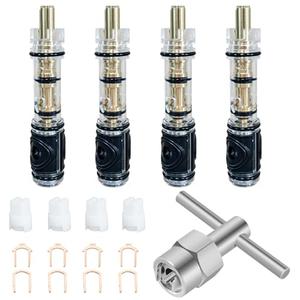 4 Pack Dual Seal Replacement Cartridge With 104421 Cartridge Removal Tool, Compatible with Moen 1225 1225B, One Handle Bathroom Faucet Cartridge, for Single Handle Faucet/Showers, Brass