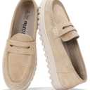 Project Cloud 100% Genuine Leather Loafers for Women – Memory Foam Insoles Slip On Shoes for Women – Lightweight Womens Shoes – Non Slip Womens Loafers (Filide1, Nude, 8)