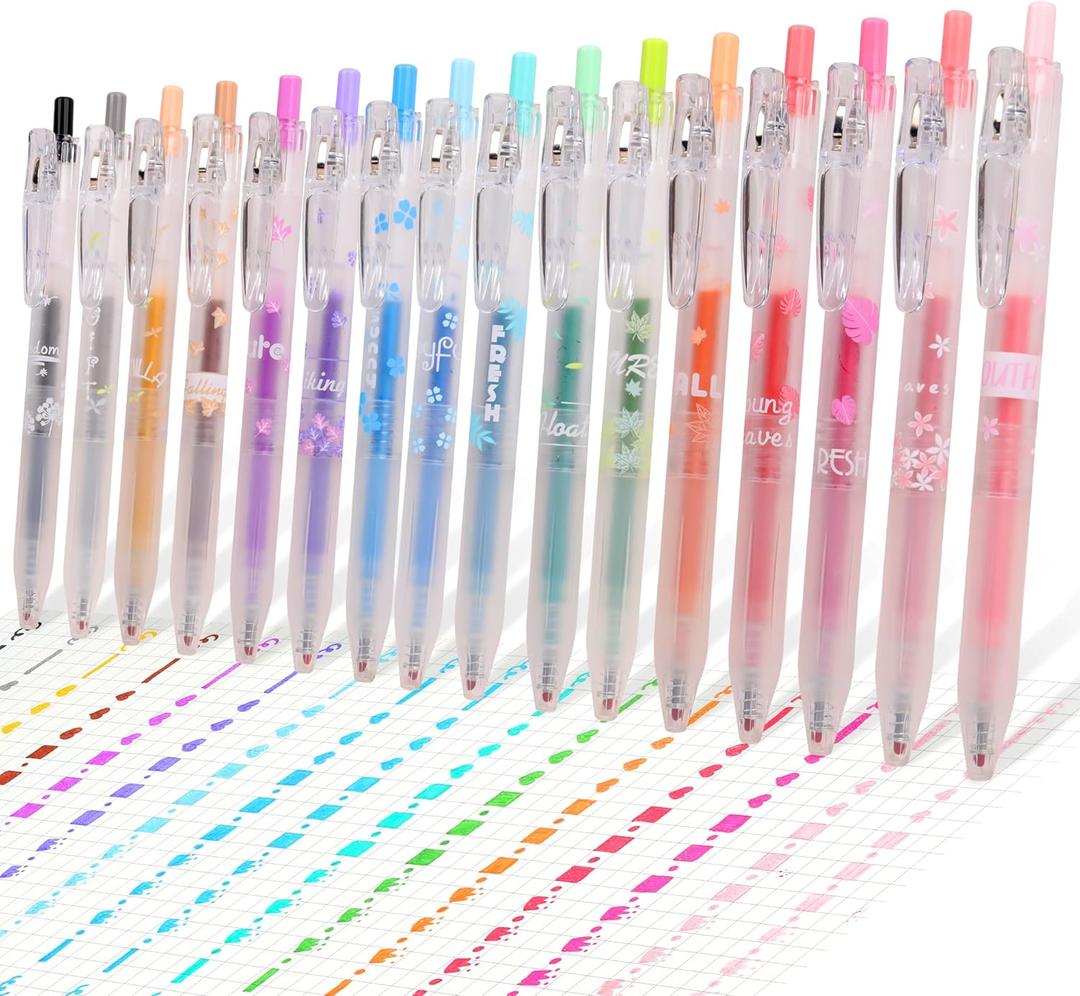 16PCS Glitter Gel Pens,0.7mm Retractable Assorted Colors Glitter Pens, Colored Sparkle metallic Gel Pens with Comfort Grip,Glitter Pens for Adults Journaling Coloring Drawing Doodling