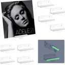 TERDEWE 10 Pack Clear Vinyl Holder Wall 4 inch ,Glow in The Dark , Wall Mount with Fluorescent Strip,Clear Album Holder for Vinyl Record DVD Photo Picture Makeup