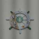 Nautical Beach Wooden Boat Ship Steering Wheel Fishing Net Shell Fish Home Wall Dcor(11" Diameter)