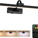 Tassuowell Picture Light Battery Operated with Remote, 3CCT Dimmable Picture Light for Paintings, Black Rechargeable 24 inch Battery Operated Wall Sconce for Art Lighting Gallery Portrait Artwork