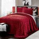 Montgomery Ward Emily Floral Chenille Bedspread, Soft Cotton Comforter Set, Queen Size Quilt - Luxury Hotel Bedding, Queen Bedspread (Red, Queen)