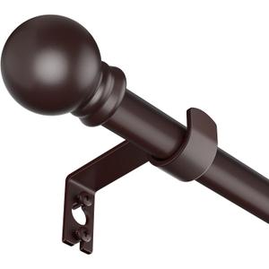 Curtain Rods for Window 32 and 48, Brown 5/8 inch Splicing Single Window Curtain Rod Set with Brackets