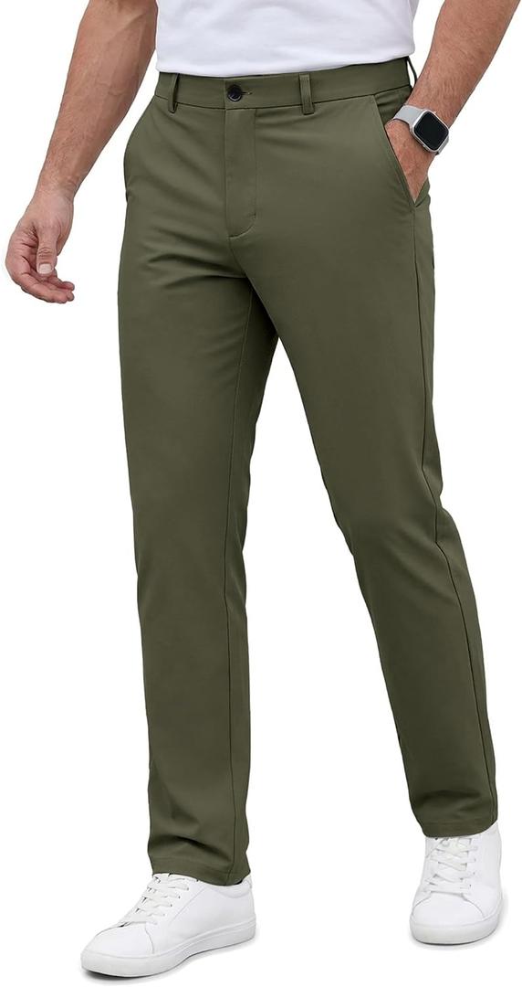 Lion Nardo Stretch Mens Dress Pants Slim Fit Golf Pants Hidden Elastic Waist Business Casual Pants Lightweight Formal Pants
