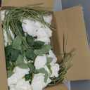 White Roses Artificial Flowers Bulk, 52Pcs Fake Roses Flower Arrangement, DIY Silk Flowers Roses Bouquet, Realistic Faux Artificial Roses for Mother's Day Home Table Decor