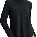 Women's Rash Guard Long Sleeve UV Sun Protection Shirts with Thin Hoodie UPF 50+ Lightweight SPF Tops for Hiking (Black)