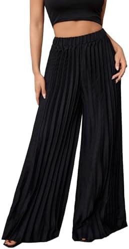 SOLY HUX Women's Wide Leg Palazzo Pleated Pants High Waisted Flowy Loose Dressy Casual Long Trousers XXL