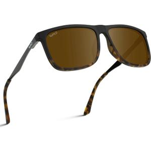 WMP Eyewear - Men's Polarized Flat Top Square Sunglasses (Matte Black Tortoise Frame / Brown Lens)