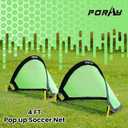 Poray Soccer Goal for Kid Easy-up Set of Two Portable Soccer Net 210D Oxford with 8 Field Marker Cones Extra Stakes Fun for Backyard and Soccer Training