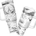 34HD Cat Coffee Tumbler with Handle & Straw, 40 oz Stainless Steel Vacuum Insulated Cat Book Travel Mug, Birthday Halloween Mothers Day Gifts for Pet Lovers Women Mom Librarian Her (Starlight 1)