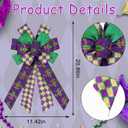 ALIBBON Large Mardi Gras Bows for Wreaths, Mardi Gras Wreath Bows, Purple Fleur de Lis Bows, Buffalo Plaid Bows for Front Door, Mardi Gras Decorations Glitter Bows for Mardi Gras Carnival Decor