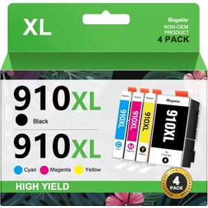 910XL Ink Cartridges Combo Pack for HP 910 Ink Cartridges for HP Printers HP910XL 910 Multipack XL Color HP910 910XL Black and Color Combo Pack Work for Office Jet Pro 8020 8010 8015 Printers, 4 Pack