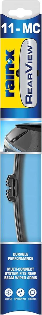 Rain-X 850021 RearView 11-MC Rear Wiper Blade, 11 Inch Beam Rear Wiper Blade (Pack Of 1), Automotive Replacement Wiper Blades That Meet Or Exceed OEM Quality And Design Standards