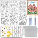 3 Sets Flower Clear Stamps & Cut Dies & Painting Stencils Daisy Tulip Peony Silicone Stamp and Cutting Dies Flower Embossing Template Layering PET Coloring Stencil for Card Making DIY Craft