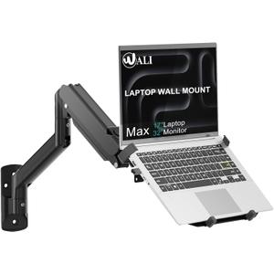 WALI Laptop Wall Mount, Fully Adjustable Laptop Arm Fits 10 to 17" Notebook, 2-in-1 Monitor Wall Mount for 17 to 32" Computer Screen, Holds up to 15.4-22lbs(GSWM001NLP), Black