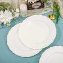 DaYammi 60PCS Ivory Plastic Plates, Fancy Plastic Plates Disposable Heavy Duty Disposable Plates Premium 10inch Ivory Dinner Platos Hard Plastic Platos Disposable for Party Wedding Bridal Shower