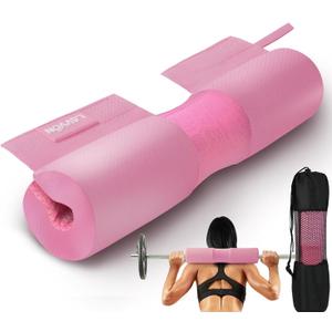 Barbell Squat Pad Nylon Padding AntiSlip- Thick Foam Barbell Pad for Squats Cushion, Lunges&Bar Padding for Hip Thrusts - Standard Weight Bar Pad - Provides Cushion to Neck Shoulders Training (Pink)
