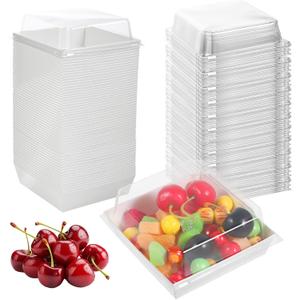 50Pack Paper Charcuterie Boxes with Clear Lids - 5.1x4.9x2.5 Disposable Sandwich Containers - Small Bakery Treat Boxes for Cupcakes, Muffins, Hot Cocoa Bombs, Strawberries, To Go Desserts Box (White)