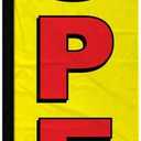 Infinity Republic - Now Open Red & Yellow Windless Full Sleeve Banner Swooper Flag - Perfect for Businesses, Restaurants, Cafes, New Stores, etc!