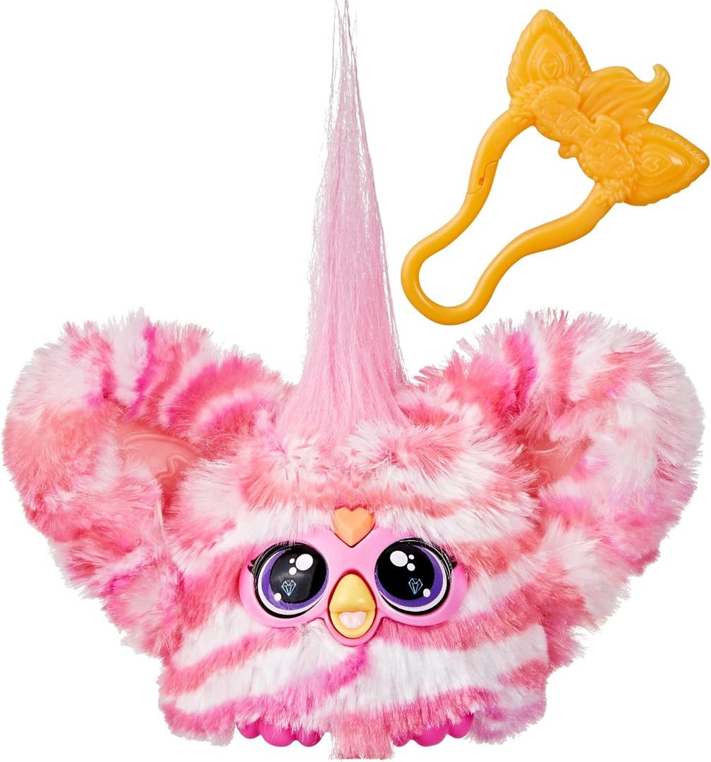 Furby Furblets Bub-Lee Mini Friend, 45+ Sounds & Music, Speaks Only Furbish, Electronic Plush Toys, Pink & White, Easter Basket Stuffers, Ages 6+