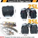 Bike Panniers, 25-35L Expandable Bike Saddle Bag for Rear Rack, Waterproof Large Capacity Reflective Strip Bicycle Panniers, Ebike Accessories for Commuter Grocery Shopping Travel Carrier