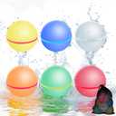 Self-Sealing Reusable Water Balloons 6PCS Magnetic Water Balloons Quick Filling Water Balls Toy Silicone Splash Ball Bomb Cool Toys, Summer Pool Beach Outdoor Toys for Kids Ages 3 4 8 12+ (6Pack)