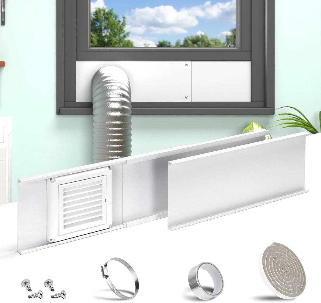 Daisypower Dryer Vent Window Kit,4" Adjustable Window Vent Kit with Outdoor Dryer Vent Cover