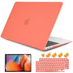 DONGKE Compatible with MacBook Air 13 inch Case 2021 2020 2019 2018 Release Model: M1 A2337 A2179 A1932, Matte Hard Case Cover for MacBook Air 13 inch with Retina Display Fits Touch ID - 
Living Coral