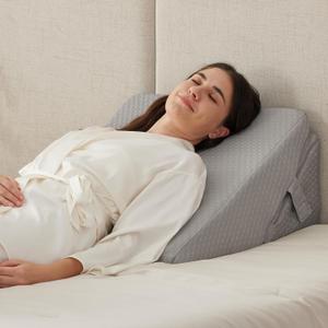 Bed Wedge Pillow for Sleeping, 9&12 Inch Adjustable Wedge Pillow Set for After Surgery, Triangle Pillow for Back Pain Relief, Leg Support, Acid Reflux, Gerd, Grey