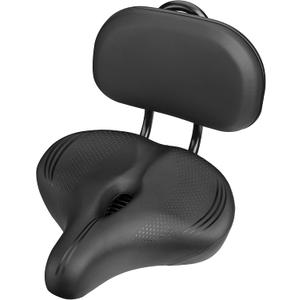 Oversized Bike Seat for Peloton Bike & Bike+, Comfort Seat Cushion Compatible with Peloton, Road or Exercise Bikes, Bicycle Wide Saddle Replacement for Men & Women, Accessories for Peloton (Black Backrest)