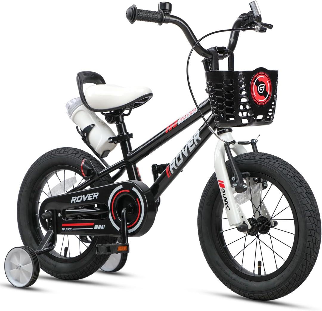 Glerc Rover Kids Bike, 12-18 Inch Boys Bike for 2-9 Years Old Children, Kids Bicycle with Water Bottle & Basket & Training Wheels, Multiple Colors, 14 Inch