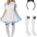 fun shack Womens Alice Costume, Blue Dress, Alice Costume, Fairy Tale Costumes, Halloween Costumes for Women Adult (Large)