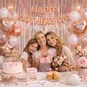 Photo Backdrop for Mothers Day Decorations, Melsan Rose Gold Tinsel Backdrop 2 Pack, Sparkle Foil Fringe Curtains for Rose Gold Birthday Decorations, 3.2 ft x 8.2 ft